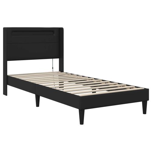 Рамка за легло с матрак Черно 90 x 200 cm Изкуствена