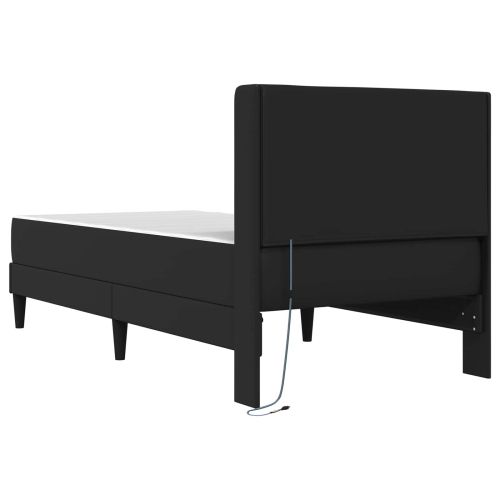 Рамка за легло с матрак Черно 90 x 200 cm Изкуствена