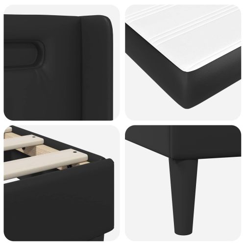 Рамка за легло с матрак Черно 90 x 200 cm Изкуствена