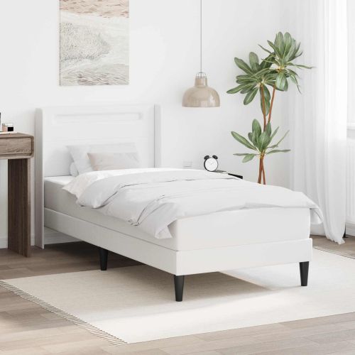 Рамка за легло с матрак Бяло 100 x 200 cm Изкуствена