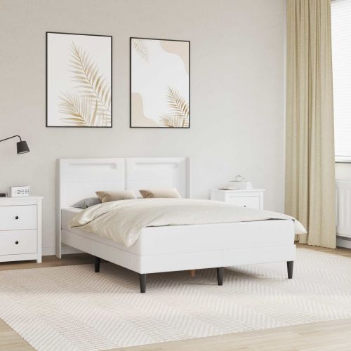 Рамка за легло с матрак Бяло 140 x 190 cm Изкуствена