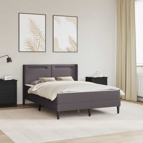 Рамка за легло с матрак Сиво 140 x 200 cm Изкуствена