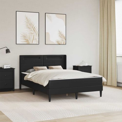 Рамка за легло с матрак Черно 140 x 200 cm Изкуствена