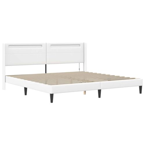 Рамка за легло с матрак Бяло 180 x 200 cm Изкуствена