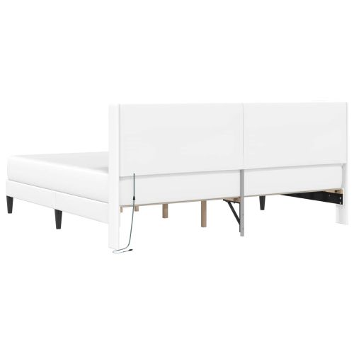 Рамка за легло с матрак Бяло 180 x 200 cm Изкуствена