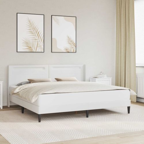 Рамка за легло с матрак Бяло 200 x 200 cm Изкуствена