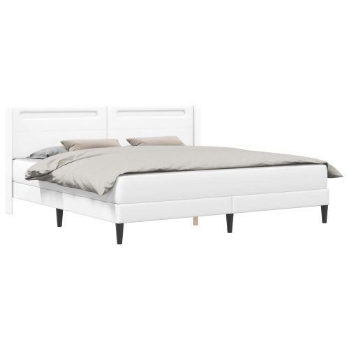 Рамка за легло с матрак Бяло 200 x 200 cm Изкуствена