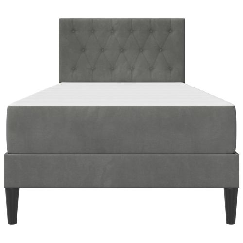 Рамка за легло с матрак с таблото Тъмен сив 90 x 200 cm Кадифе