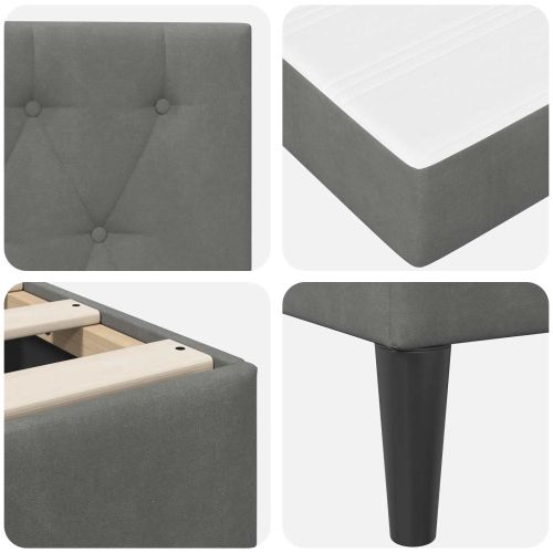 Рамка за легло с матрак с таблото Тъмен сив 90 x 200 cm Кадифе