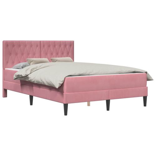 Рамка за легло с матрак с таблото Розово 140 x 190 cm Кадифе