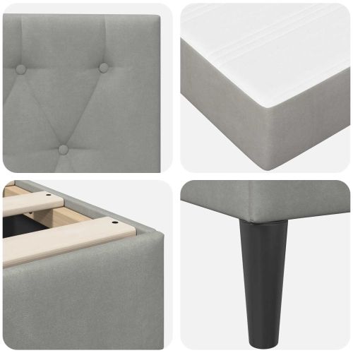 Рамка за легло с матрак Светлосиво 140 x 200 cm Кадифе