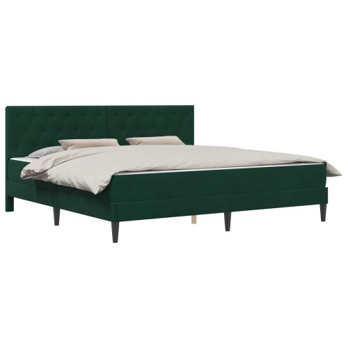 Рамка за легло с матрак Тъмен зелен 180 x 200 cm Кадифе