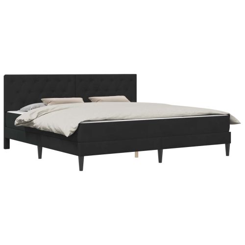 Рамка за легло с матрак с таблото Черен 180 x 200 cm Кадифе