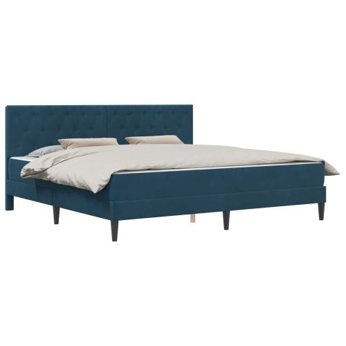 Рамка за легло с матрак с таблото Синьо 200 x 200 cm Кадифе