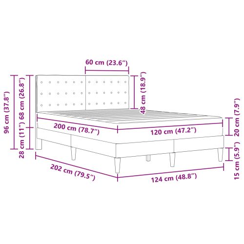 Рамка за легло с матрак Светлосиво 120 x 200 cm Текстил