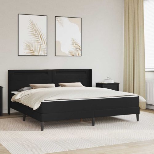 Рамка за легло с матрак с таблото Черен 180 x 200 cm Изкуствена