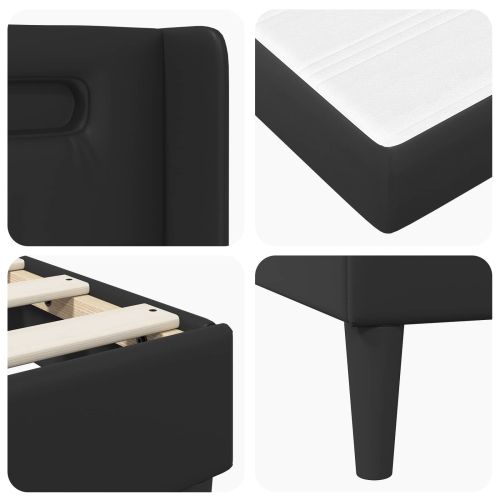 Рамка за легло с матрак с таблото Черен 180 x 200 cm Изкуствена