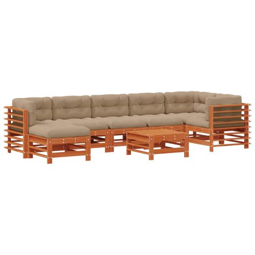 Комплект за почивка в градина 8 pcs Восъчен Кафяв