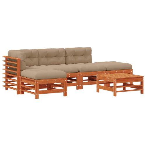 Комплект за почивка в градина 6 pcs Восъчнокафяво