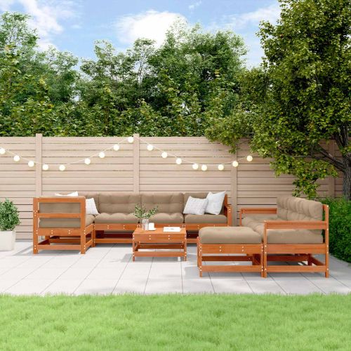 Комплект за почивка в градина 10 pcs Восъчно кафяво бор