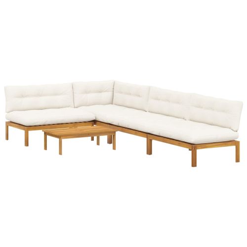 5 Брой Градински палетен диван единици Солидно акациево дърво