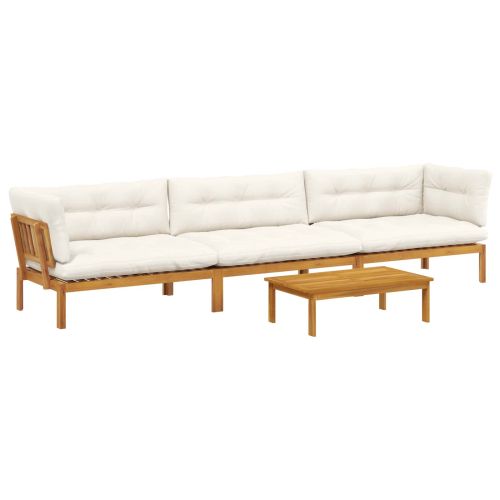 4 Брой Градински палетен диван единици Солидно акациево дърво