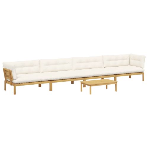 5 Брой Градински палетен диван единици Солидно акациево дърво