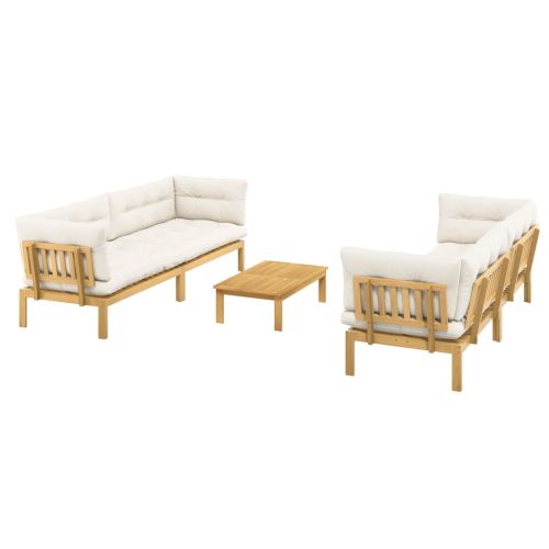 5 Брой Градински палетен диван единици Солидно акациево дърво