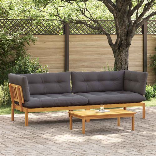 Градински палетен диван единици 2 Брой Естествено и тъмно сиво