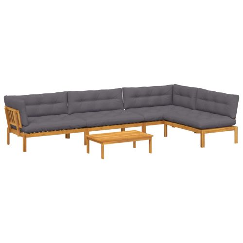 5 Брой Градински палетен диван единици Солидно акациево дърво