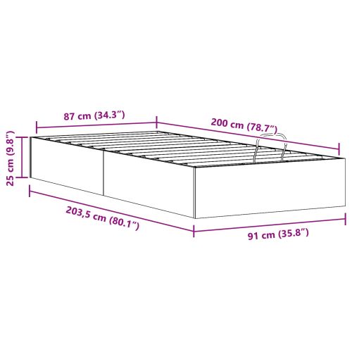 Отоман легло рамка с хранилище Натурално 90 x 200 cm