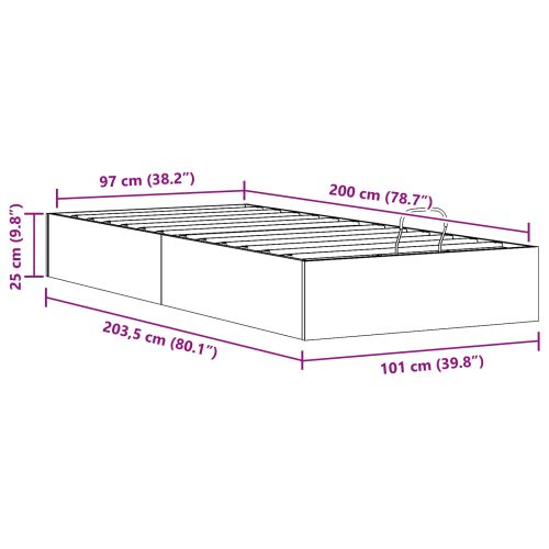 Отоман легло рамка с хранилище Естествен 100 x 200 cm