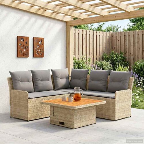 Комплекти мебели 4 pcs Бежов и Светло Сив ПЕ ратан