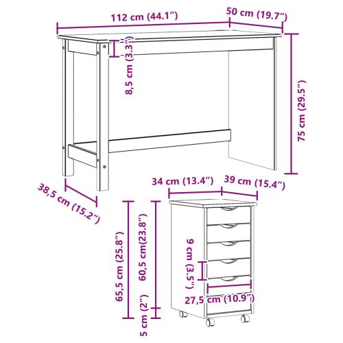 Комплект бюро и подвижен шкаф MOSS 2 pcs Кехлибарен